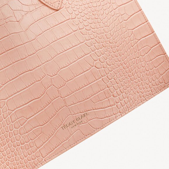 Teddy Blake Kate Croco 12" Nude Pink Leather Tote - Picture 8 of 11